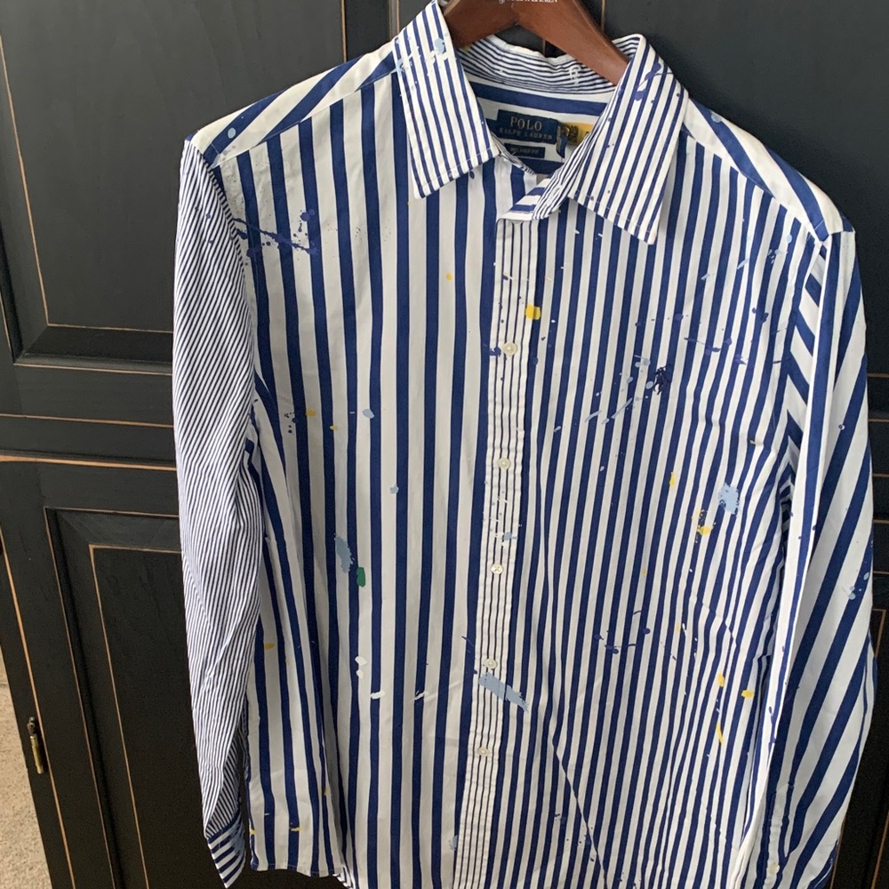 Polo by Ralph Lauren Blue and White Striped Women's Shirt
